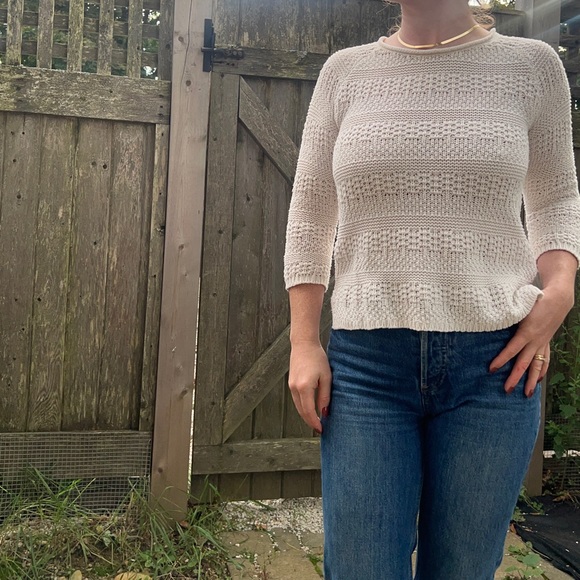 White Cotton Blend Knit Sweater - Picture 4 of 9
